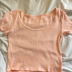 American Eagle Outfitters Peach Ribbed Crop Top